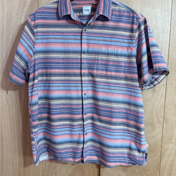 Rown  XL Short Sleece multi color Casual Button Down Shirt Lightweight - Picture 1 of 7